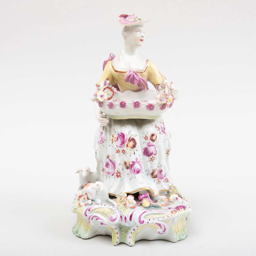 Appraisal: Large Derby Porcelain Figural Sweetmeat Dish in high Note For