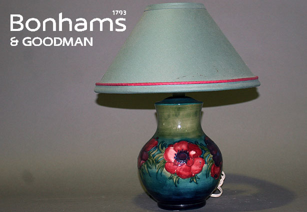 Appraisal: A Walter Moorcroft lamp base in Anemone pattern on a