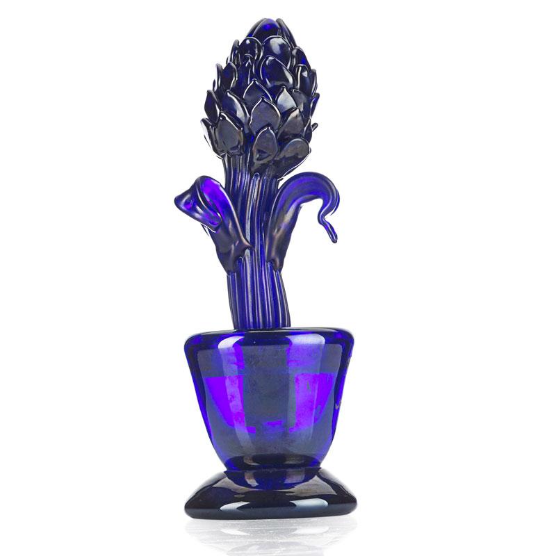 Appraisal: SEGUSO Cobalt glass cactus Condition Report Excellent condition no damage