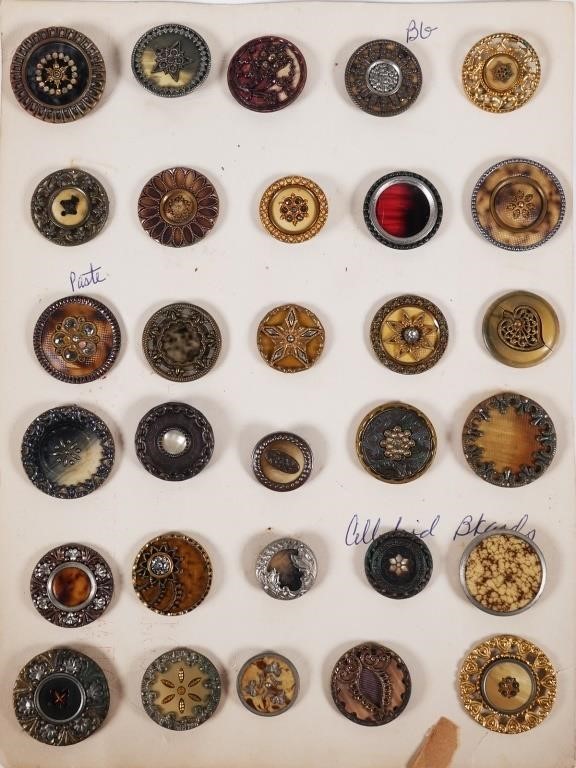 Appraisal: COLLECTION OF ANTIQUE BUTTONSCollection of antique mixed metal celluloid glass