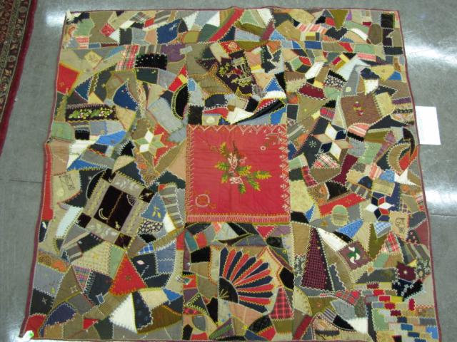 Appraisal: Antique Crazy Quilt handmade shows some wear full size