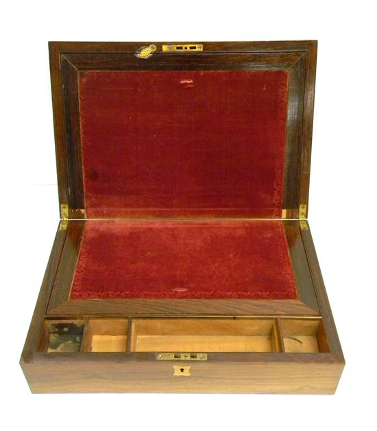 Appraisal: Lap desk th C rosewood with contrasting escutcheon medallion and