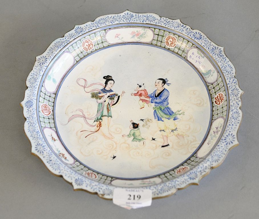 Appraisal: Canton enamel circular basin or dish enameled with a family