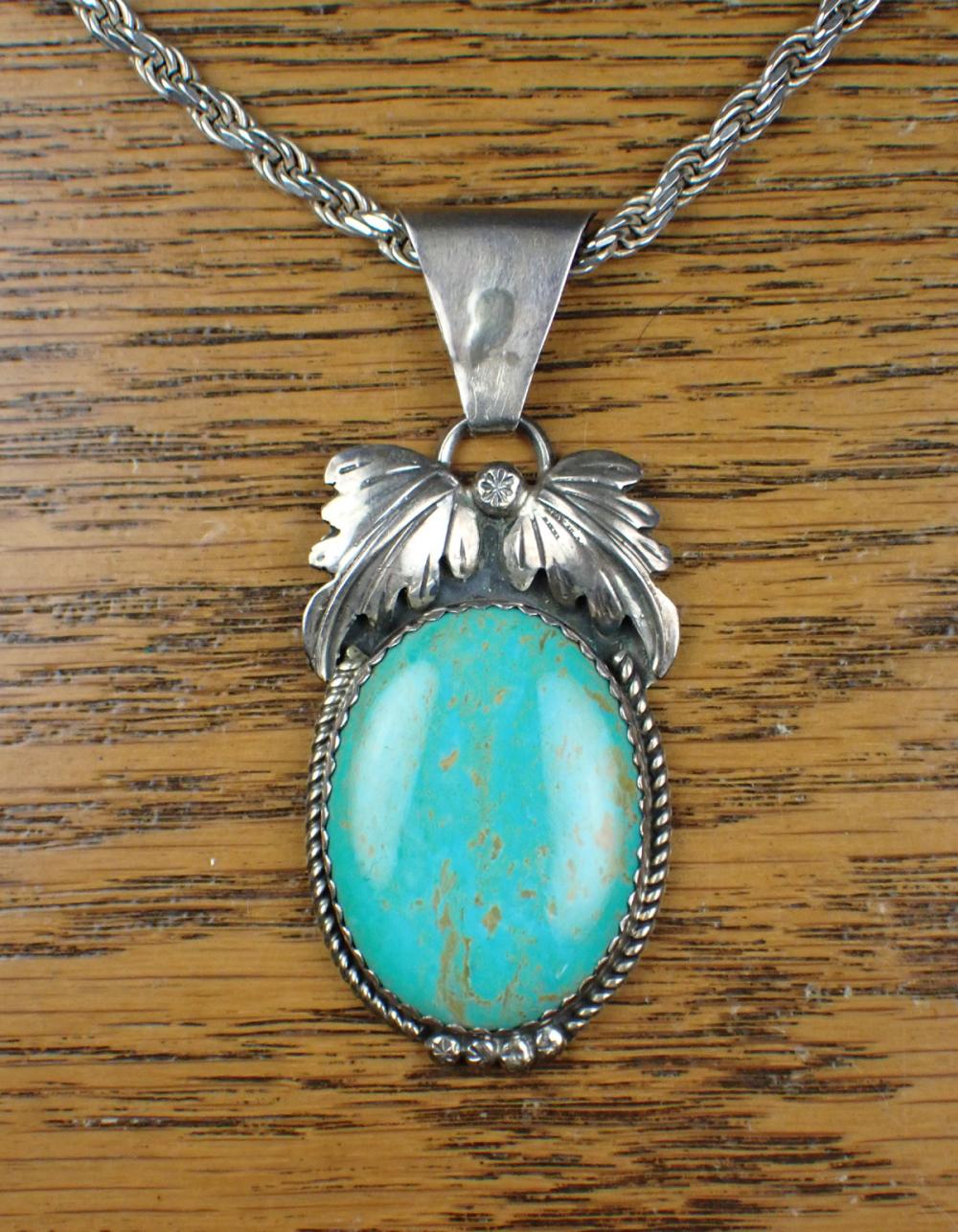 Appraisal: MARCO BEGAYE SIGNED PENDANT WITH CHAIN Navajo handcrafted sterling silver