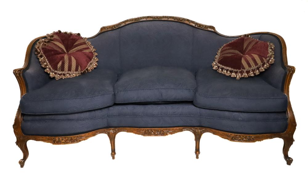 Appraisal: FRENCH LOUIS XV STYLE CUSTOM UPHOLSTERED CANAPELouis XV style custom