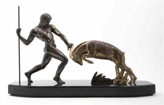 Appraisal: An Art Deco Bronze Figural Group depicting a man and