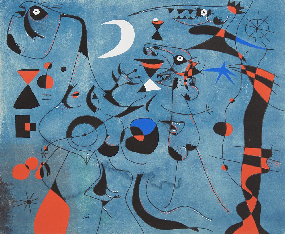 Appraisal: After Joan Miro Constellations People at Night Pochoir Print After