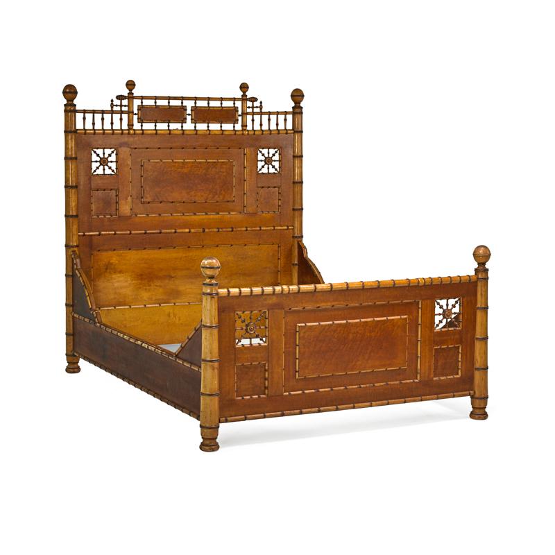 Appraisal: R J HORNER Full-size bed R J HORNER Full-size faux-bamboo