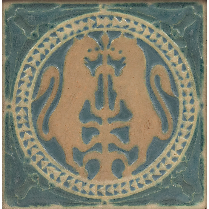 Appraisal: Rookwood tile crest design in green and pink matte glaze