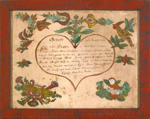 Appraisal: Berks County Pennsylvania ink and watercolor fraktur dated x together