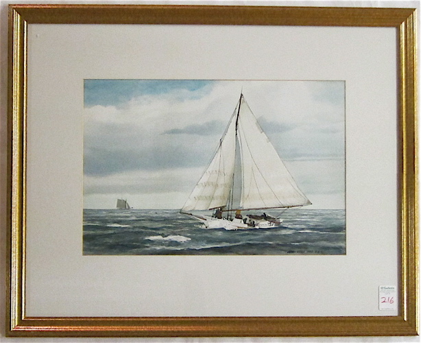 Appraisal: JAMES DRAKE IAMS WATERCOLOR ON PAPER American th century Sailboats