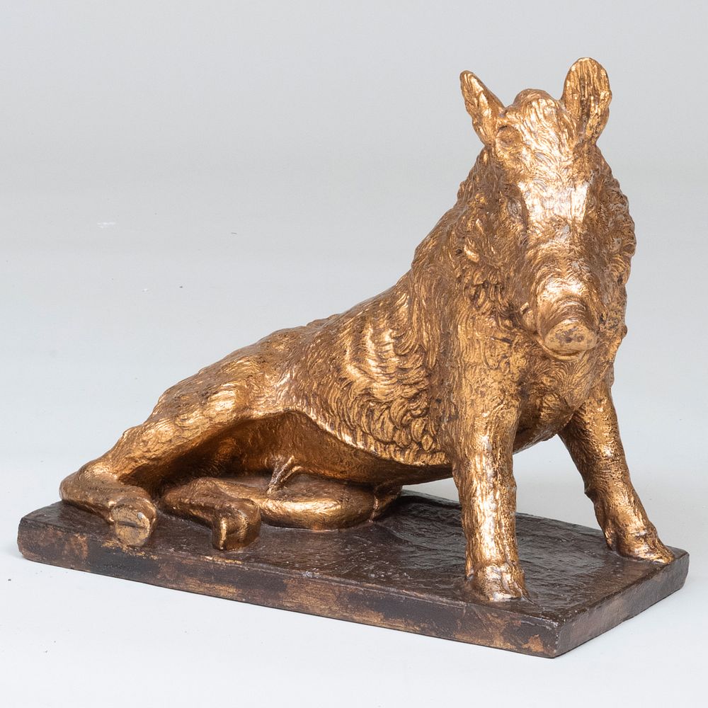 Appraisal: Gilt and Patinated Composition Model of the Florentine Boar Il