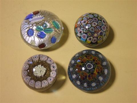 Appraisal: FOUR MURANO PAPERWEIGHTS Paper labels to all including one large