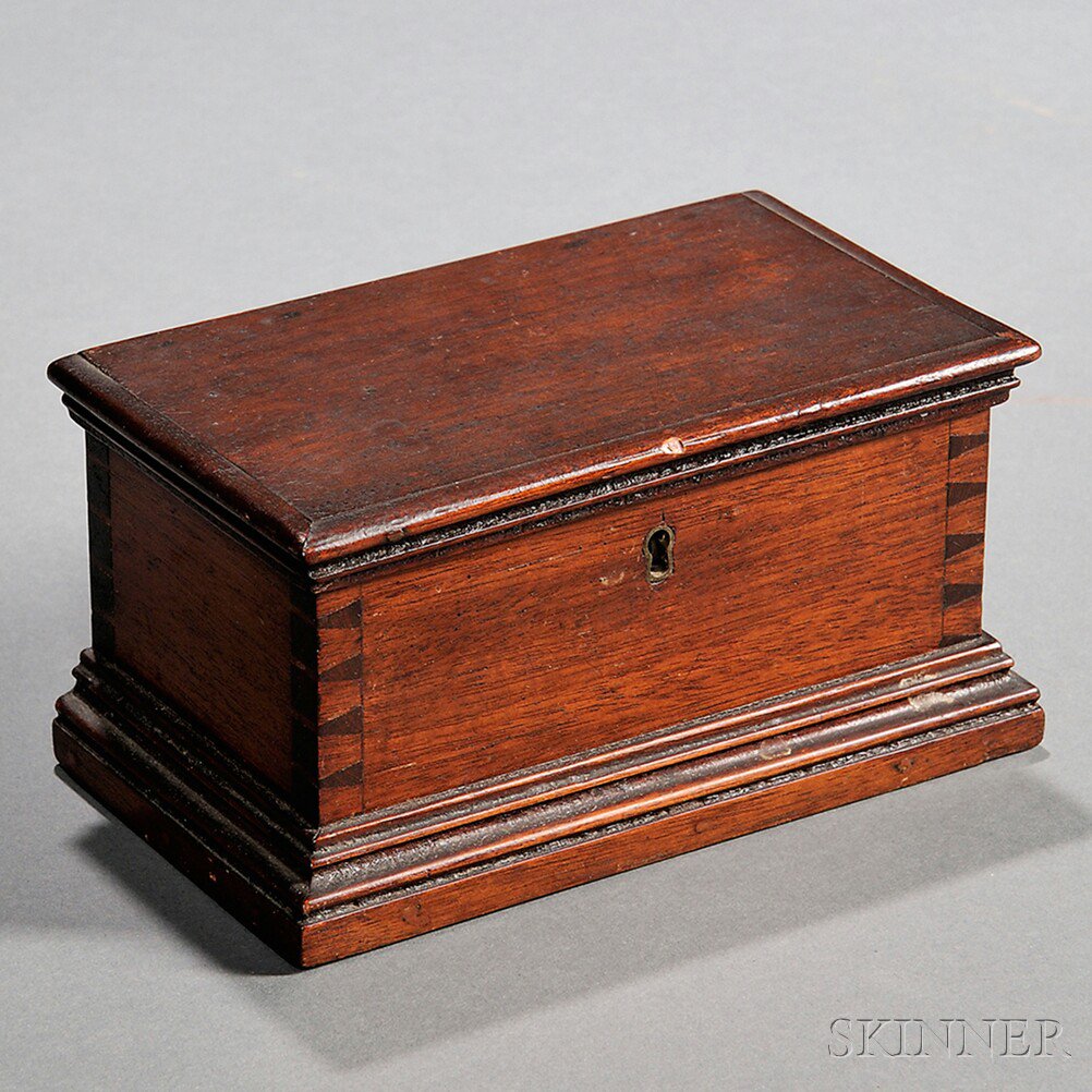 Appraisal: Miniature Walnut Six-board Chest Pennsylania late th century lift top