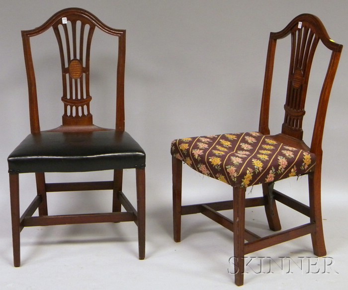 Appraisal: Pair of Federal Upholstered Carved Mahogany Side Chairs possibly southern