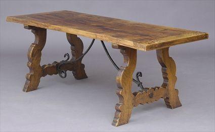 Appraisal: ITALIAN BAROQUE-STYLE TRESTLE TABLE The rectangular solid top above a