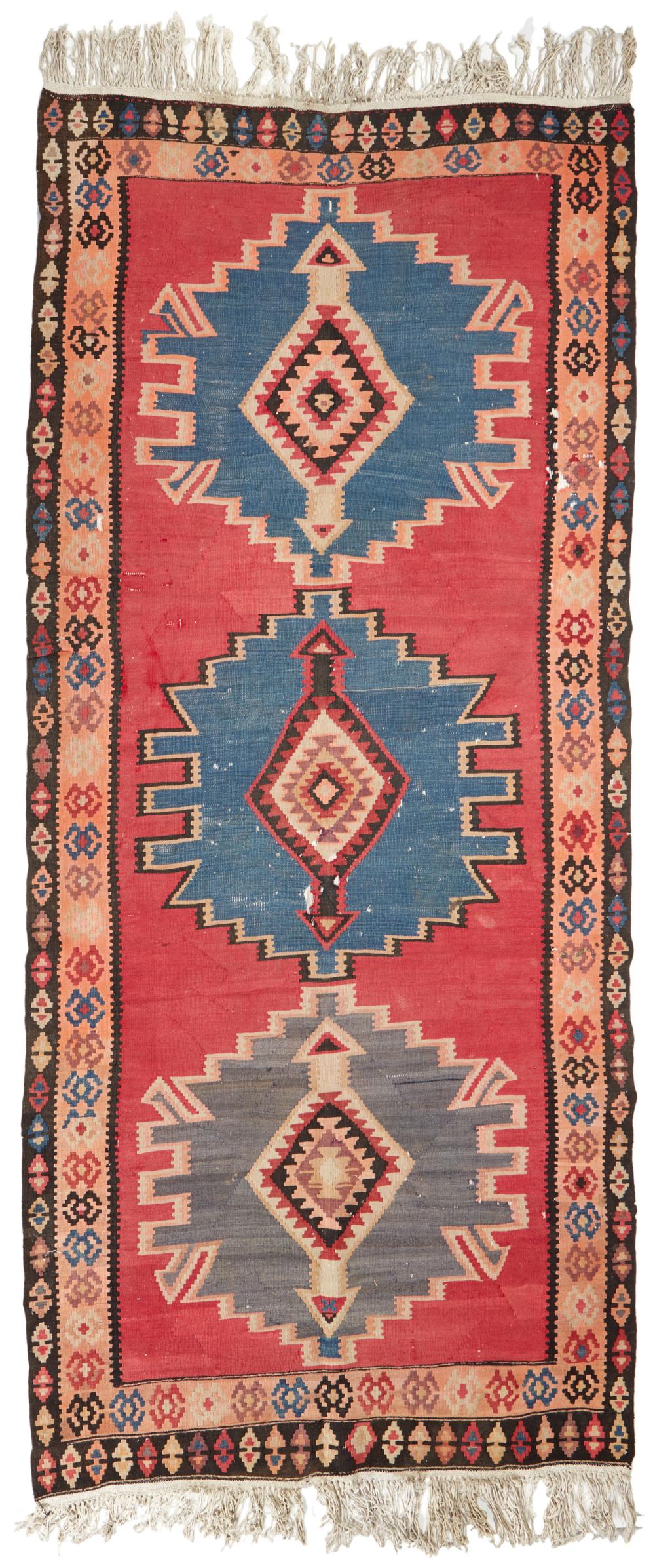 Appraisal: A KILIM RUNNERA Kilim runner Mid- th century Wool on