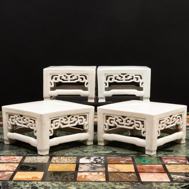 Appraisal: Two Pairs of Chinese White Glazed Porcelain Stands Unmarked The