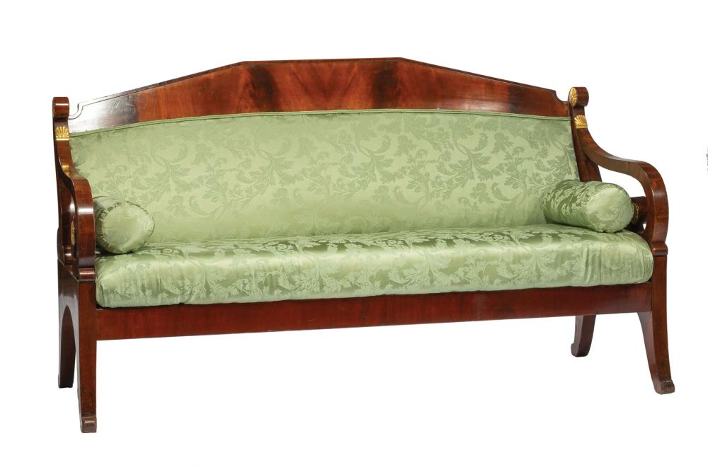 Appraisal: Continental Neoclassical Mahogany Settee th c gilt rosette and palmette