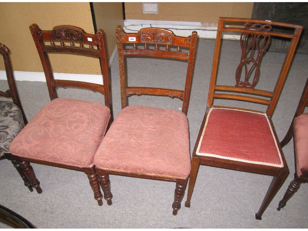 Appraisal: Lot comprising pair of oak side chairs and an Edwardian