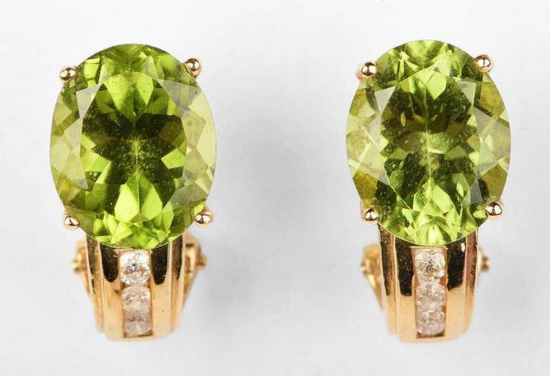 Appraisal: kt Gemstone Earrings each with one oval faceted peridot approx