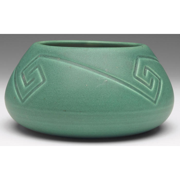 Appraisal: Rookwood vase Incised Mat geometric designs under a green matte