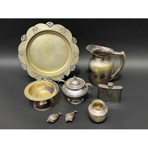 Appraisal: Assortment of silver plate to include fish form pepper and