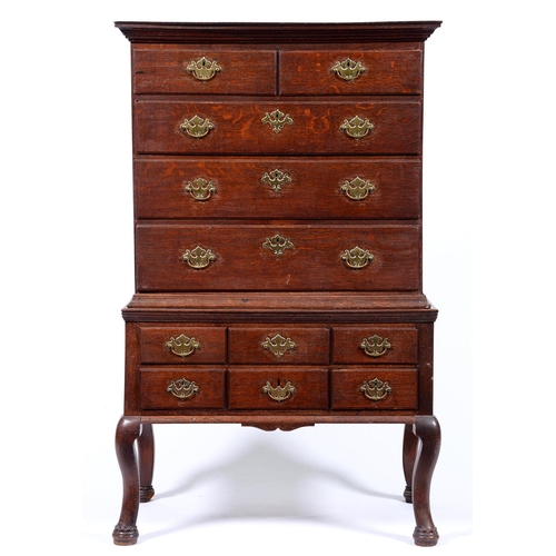 Appraisal: A George II oak chest on stand c flared cornice