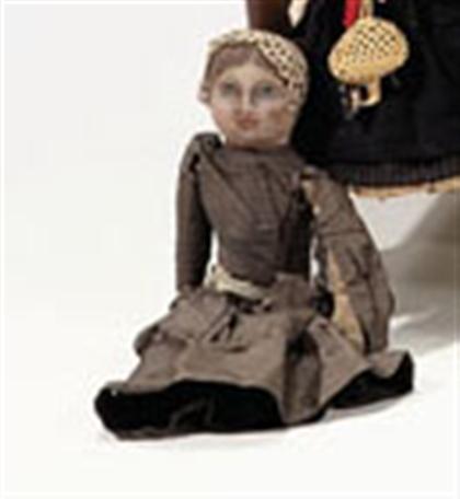 Appraisal: Painted cloth Quaker doll probably pennsylvania first half th century