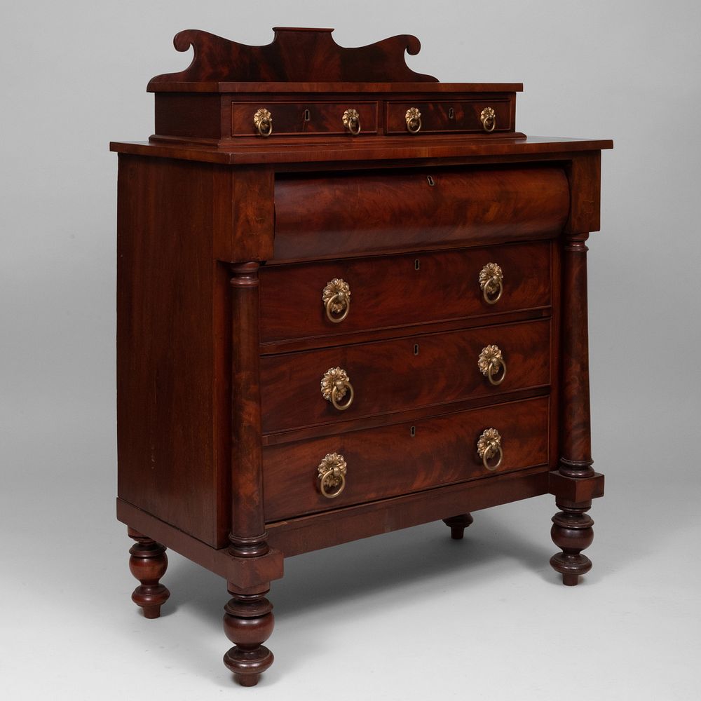 Appraisal: Late Federal Mahogany Chest of Drawers In two parts fitted