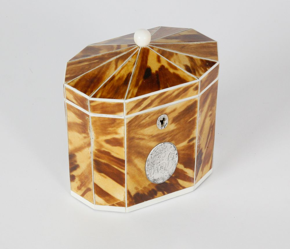 Appraisal: th c George III Tortoiseshell Single Compartment Tea Caddy th