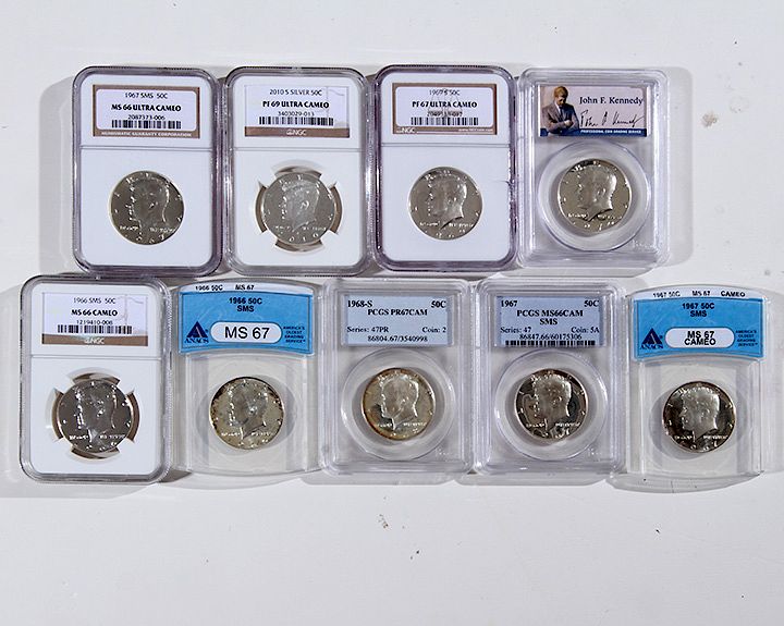 Appraisal: Clad Halves Slabbed NGC and ANACS MS - pieces face