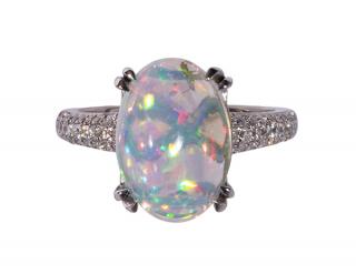 Appraisal: Opal diamond and k white gold ring Opal diamond and