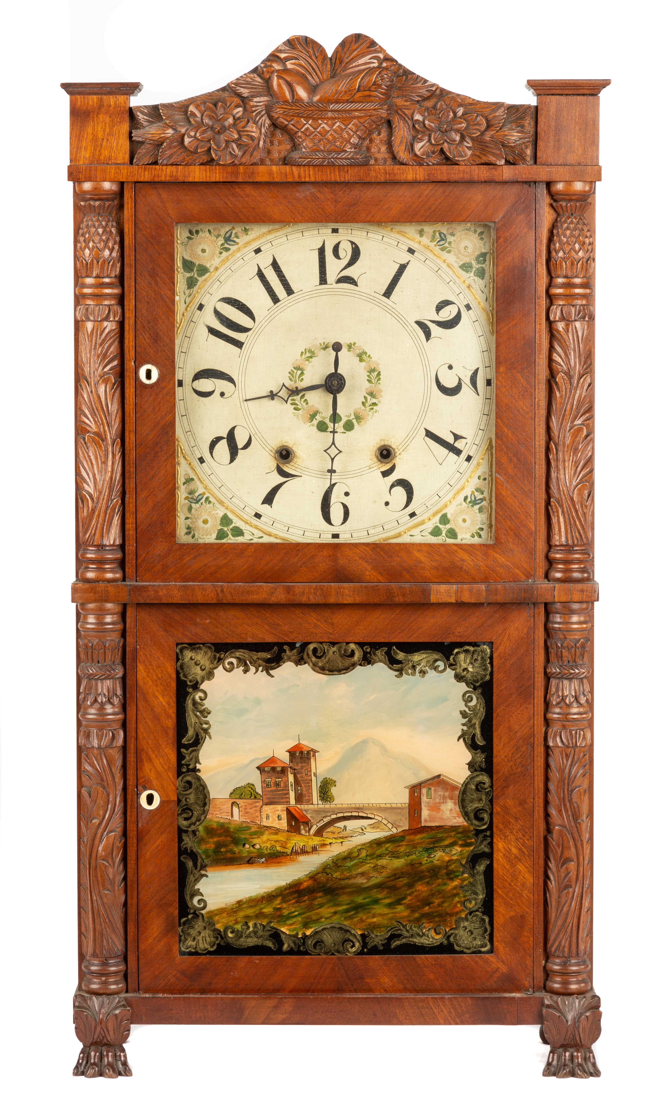 Appraisal: HOPKINS AND ALFRED SHELF CLOCK circa Carved mahogany case with