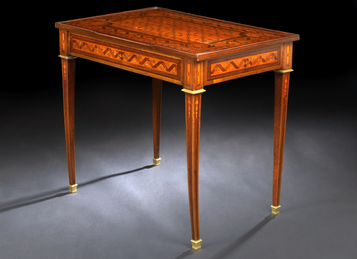 Appraisal: Louis XVI-Style Inlaid Mahogany Side Table late th century the