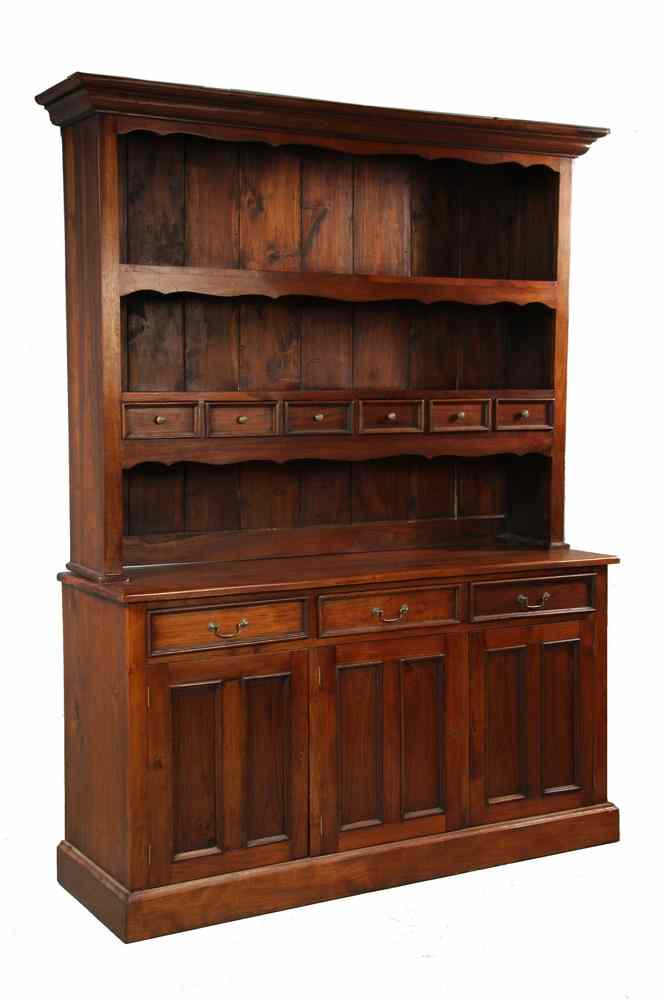 Appraisal: TWO-PART OPEN TOP HUTCH - American Colonial Style Custom Hutch