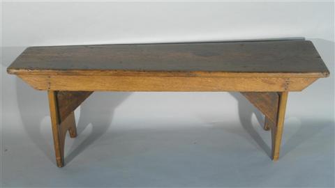 Appraisal: AMERICAN PINE PLANK BENCH The narrow single plank seat above