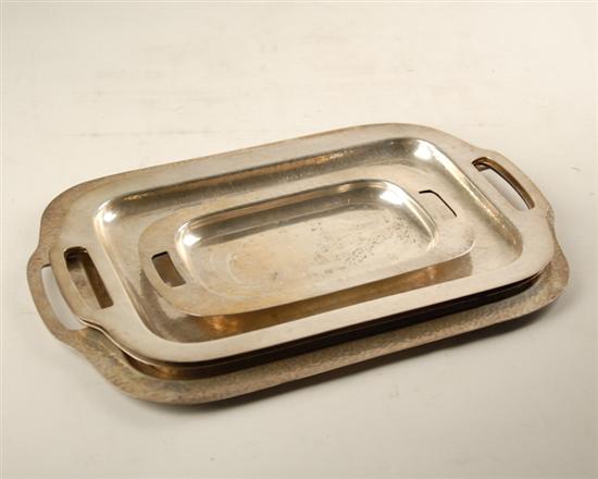 Appraisal: Four Silverplate Handled Trays varying sizes from x to x