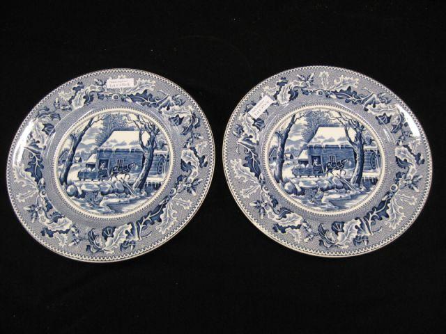 Appraisal: Pair of Johnson Brothers Historic America Plates Frozen Up blue