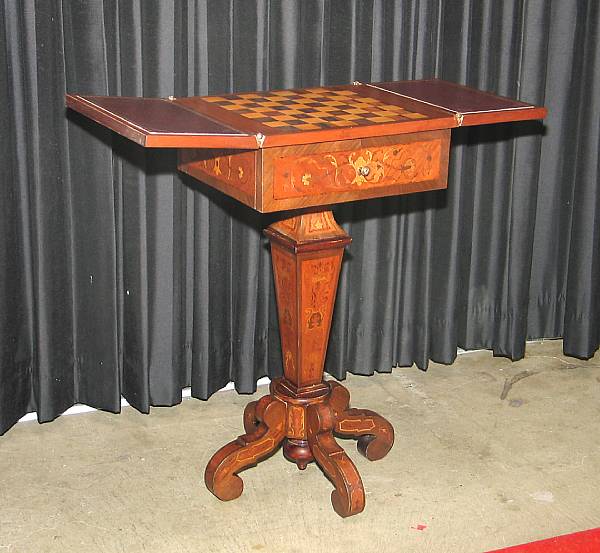 Appraisal: A Neoclassical style marquetry games table modern height in width