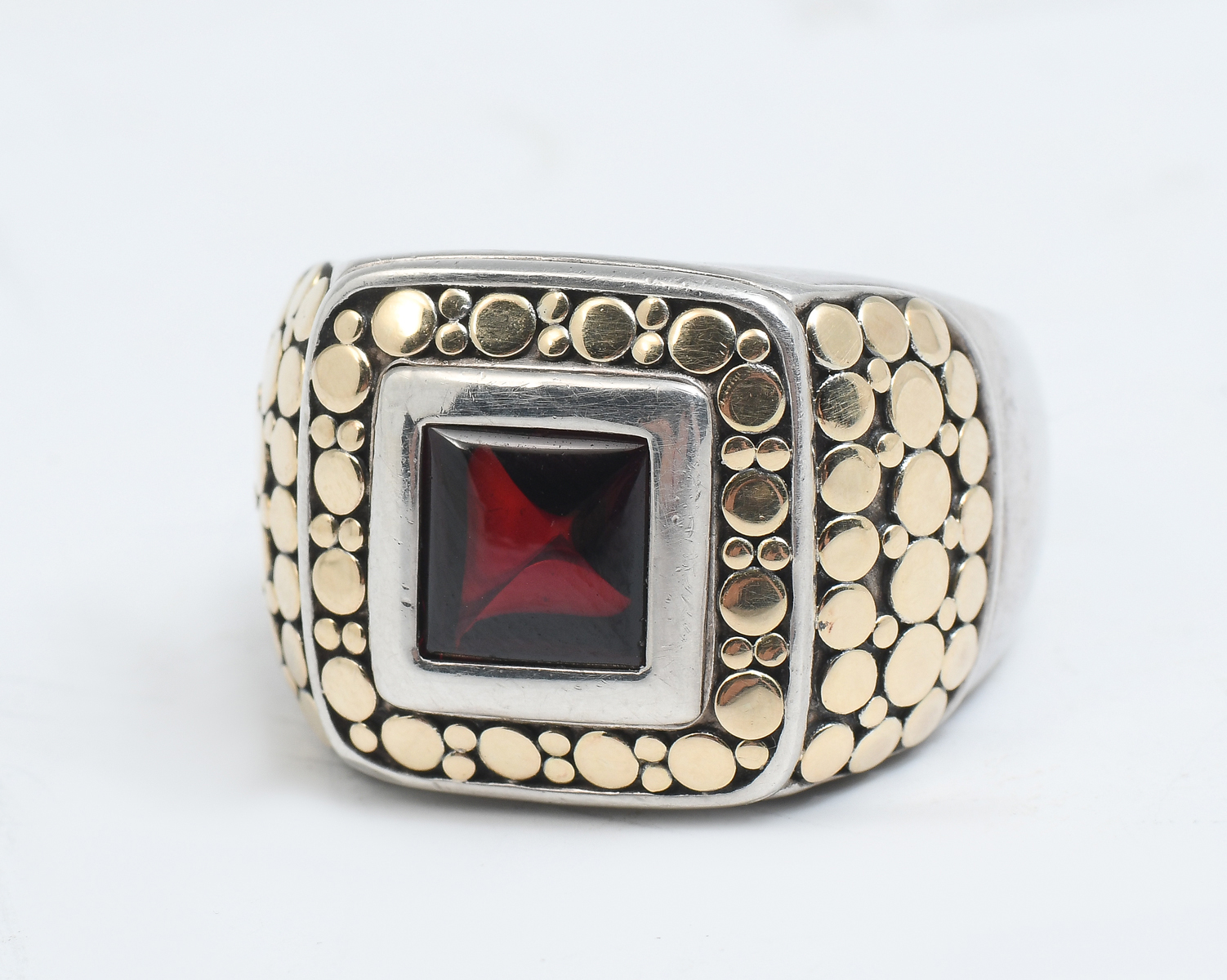 Appraisal: JOHN HARDY RED STONE K DOT RING Great looking John