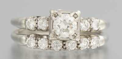 Appraisal: A Vintage Diamond and k Gold Wedding Set k white