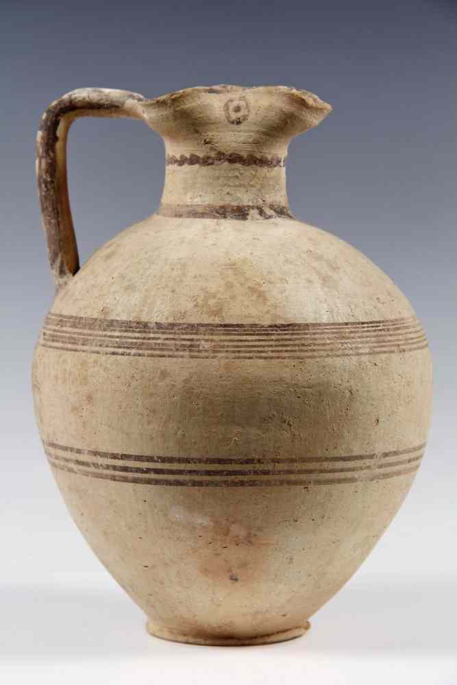 Appraisal: ANCIENT POTTERY - Medium Sized Terra Cotta Jug paint decorated