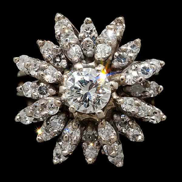 Appraisal: k Vintage Diamond Floral Cluster Ring k white gold vintage