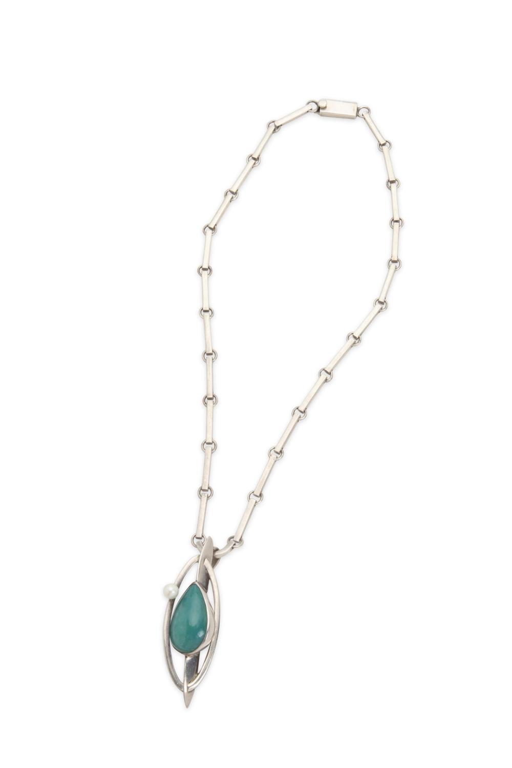 Appraisal: An Antonio Pineda silver amazonite and pearl necklace - Taxco