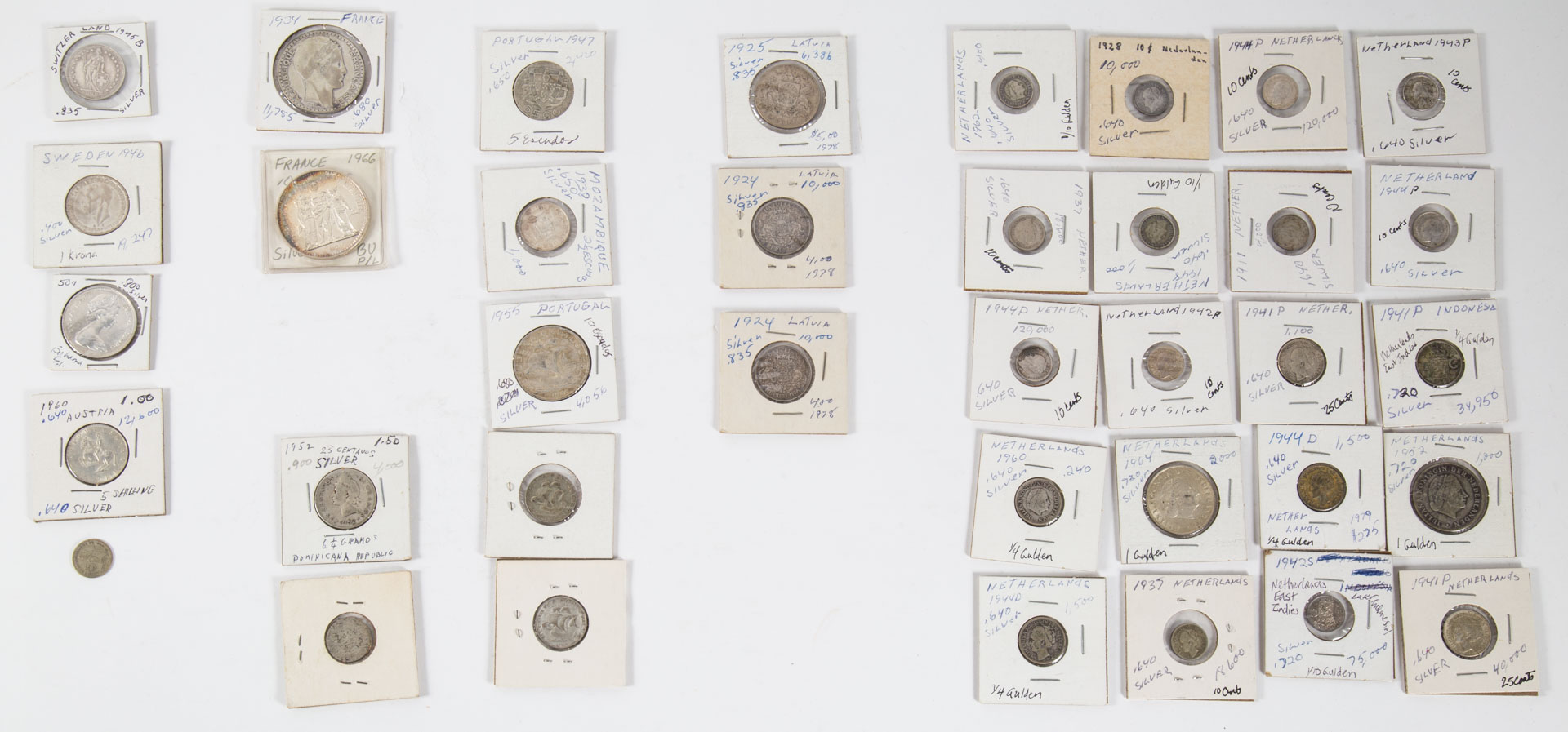 Appraisal: m Foreign Mixed Silver - Thirty-eight silver coins mostly Dutch