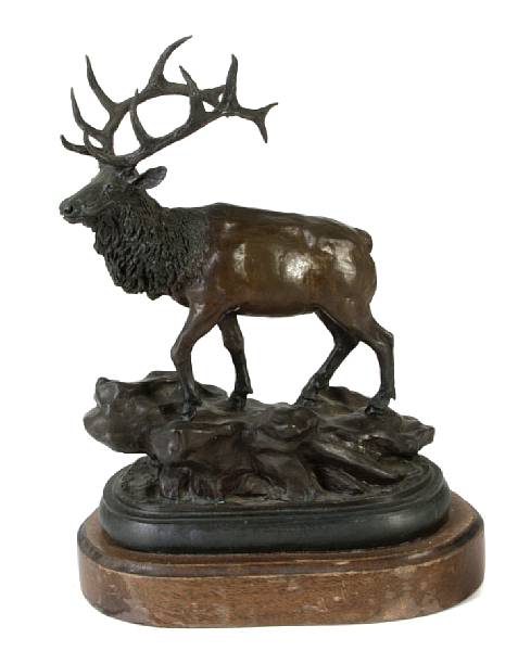 Appraisal: A patinated bronze model of a stag cast after a