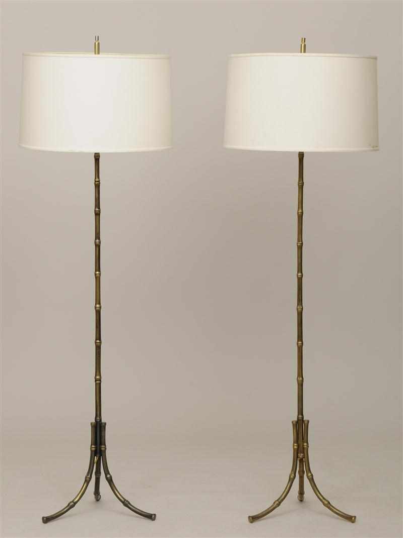 Appraisal: PAIR OF MODERN GILT-METAL ''BAMBOO'' FLOOR LAMPS IN THE MANNER