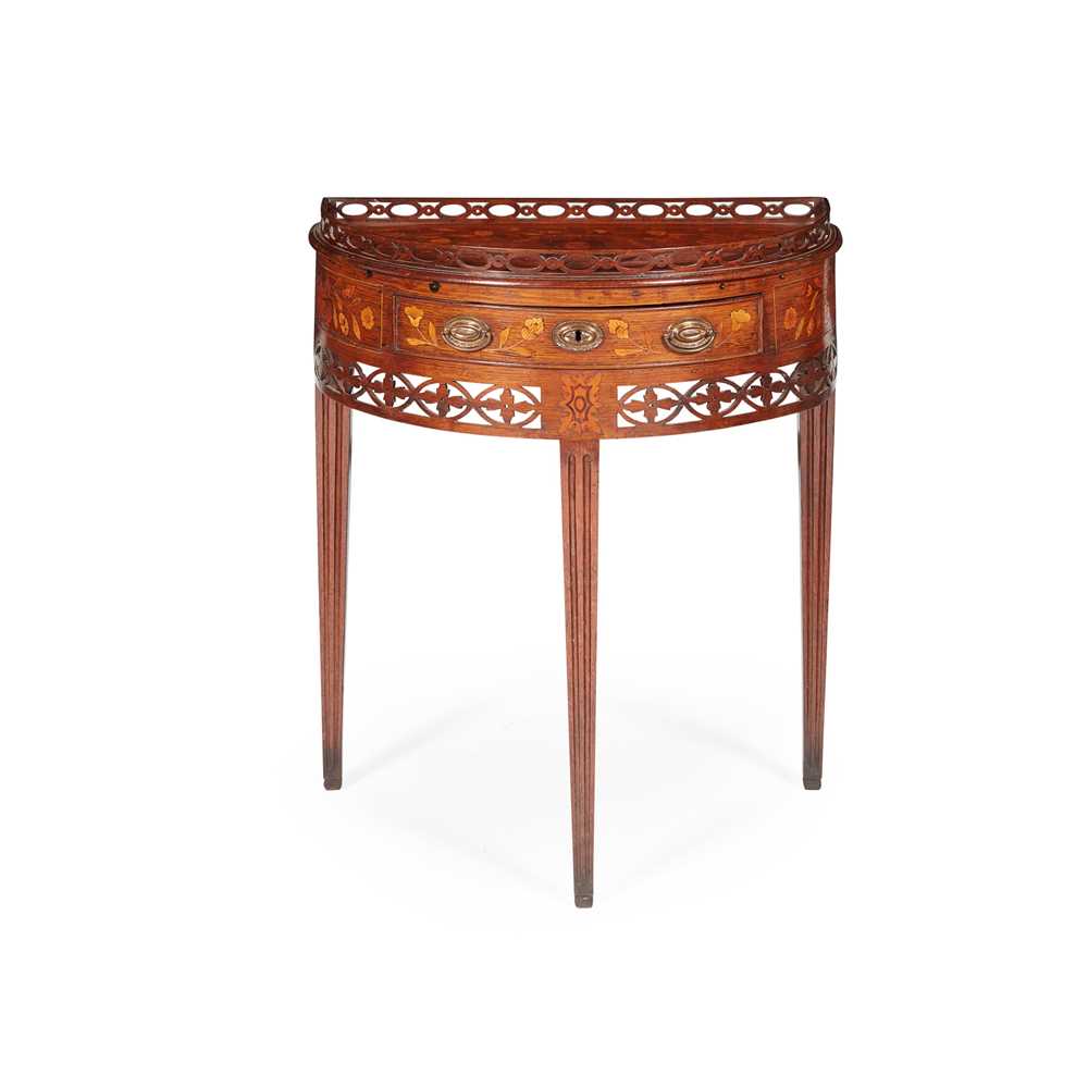 Appraisal: DUTCH MARQUETRY DEMI-LUNE SIDE TABLE EARLY TH CENTURY the top