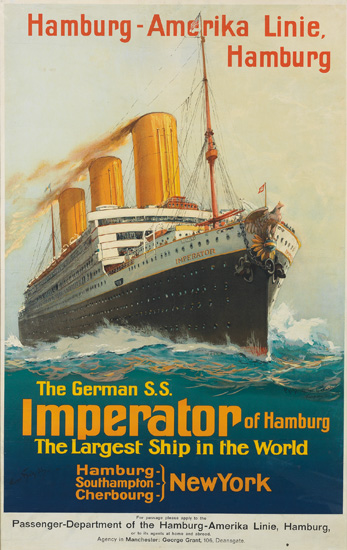 Appraisal: SIGNATURE ILLEGIBLE THE GERMAN S S IMPERATOR HAMBURG-AMERIKA LINIE x